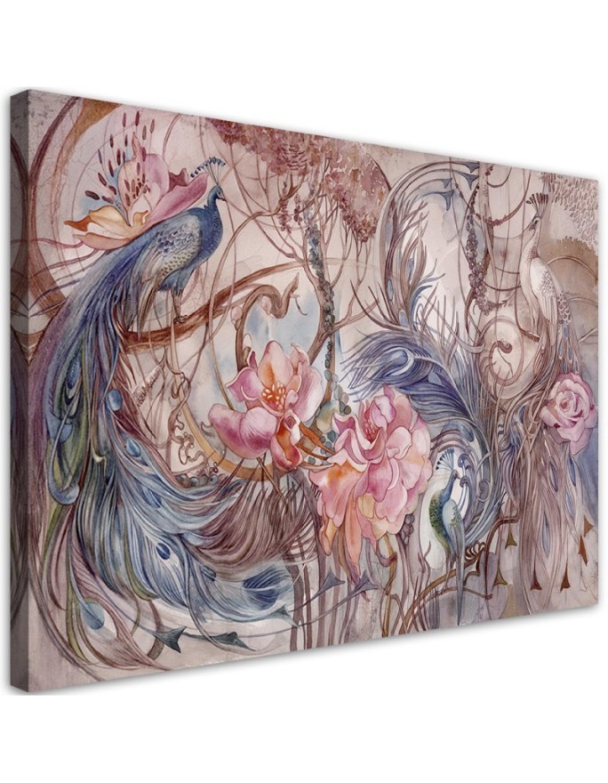 Wall art decoration for living room - Magic peacock birds | FEEBY