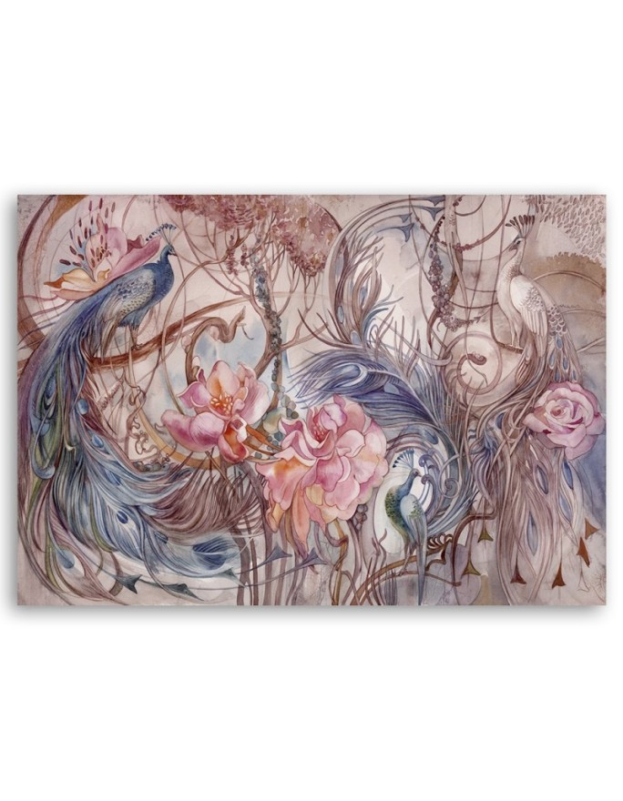 Wall art decoration for living room - Magic peacock birds | FEEBY