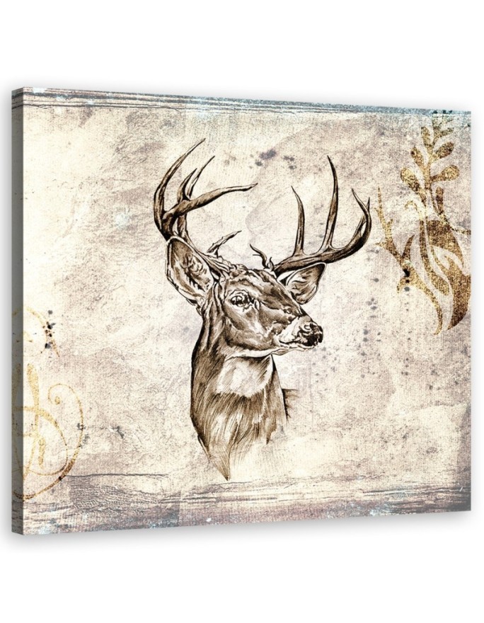 Vintage deer head sketch - Retro wall art decoration | FEEBY