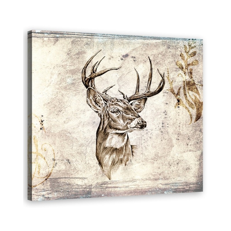 Vintage deer head sketch - Retro wall art decoration | FEEBY