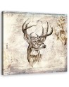 Vintage deer head sketch - Retro wall art decoration | FEEBY