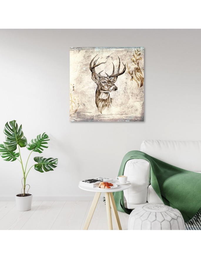 Vintage deer head sketch - Retro wall art decoration | FEEBY