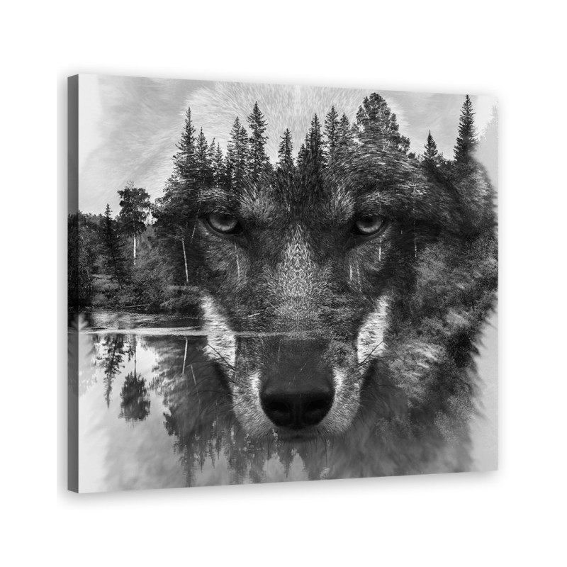 Canvas print for living room Black wolf abstract | FEEBY
