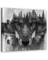 Canvas print for living room Black wolf abstract | FEEBY