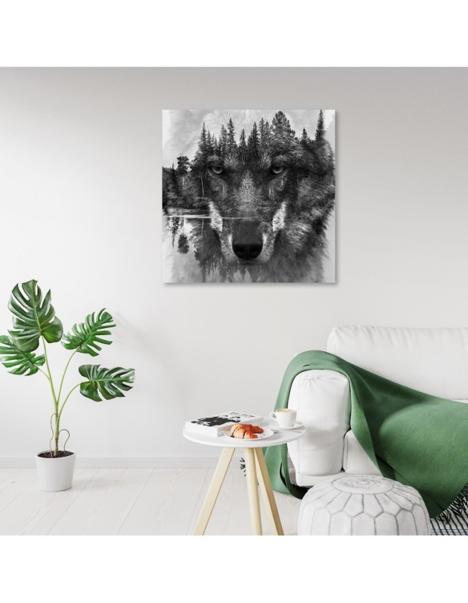Canvas print for living room Black wolf abstract | FEEBY