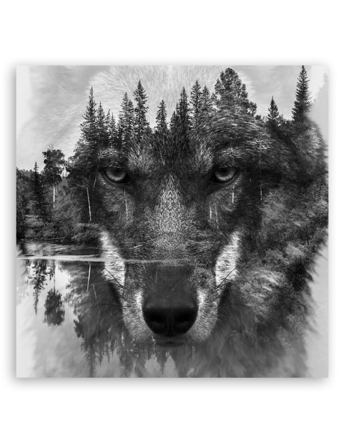 Canvas print for living room Black wolf abstract | FEEBY