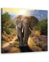 Canvas wall art decoration - Elephant at sunset | FEEBY