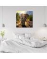 Canvas wall art decoration - Elephant at sunset | FEEBY