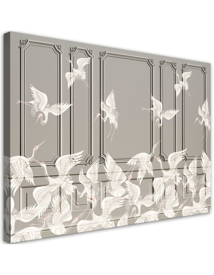 Decorative Canvas painting for wall - Cranes in flight | FEEBY