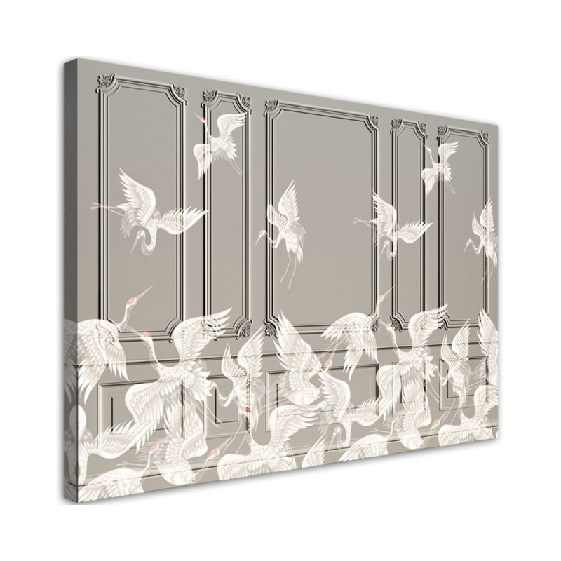 Decorative Canvas painting for wall - Cranes in flight | FEEBY