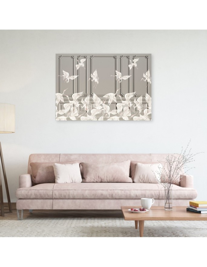 Decorative Canvas painting for wall - Cranes in flight | FEEBY