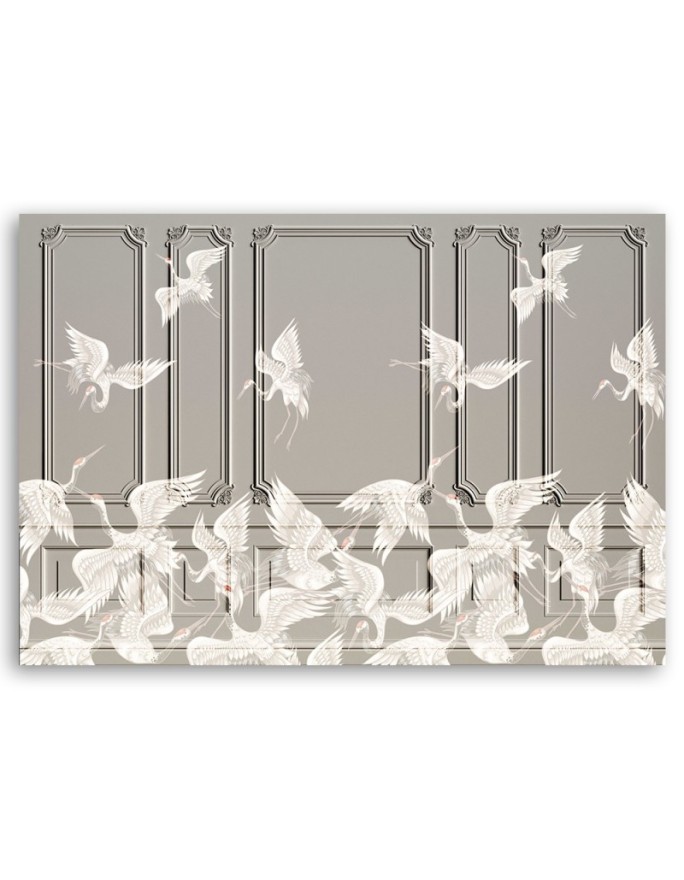 Decorative Canvas painting for wall - Cranes in flight | FEEBY