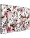 Birds and butterflies in a meadow - Modern Canvas painting for bedroom | FEEBY