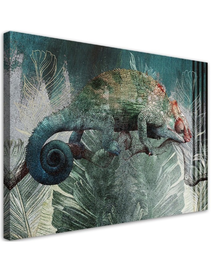 Chameleon in the jungle - Exotic style canvas painting | FEEBY