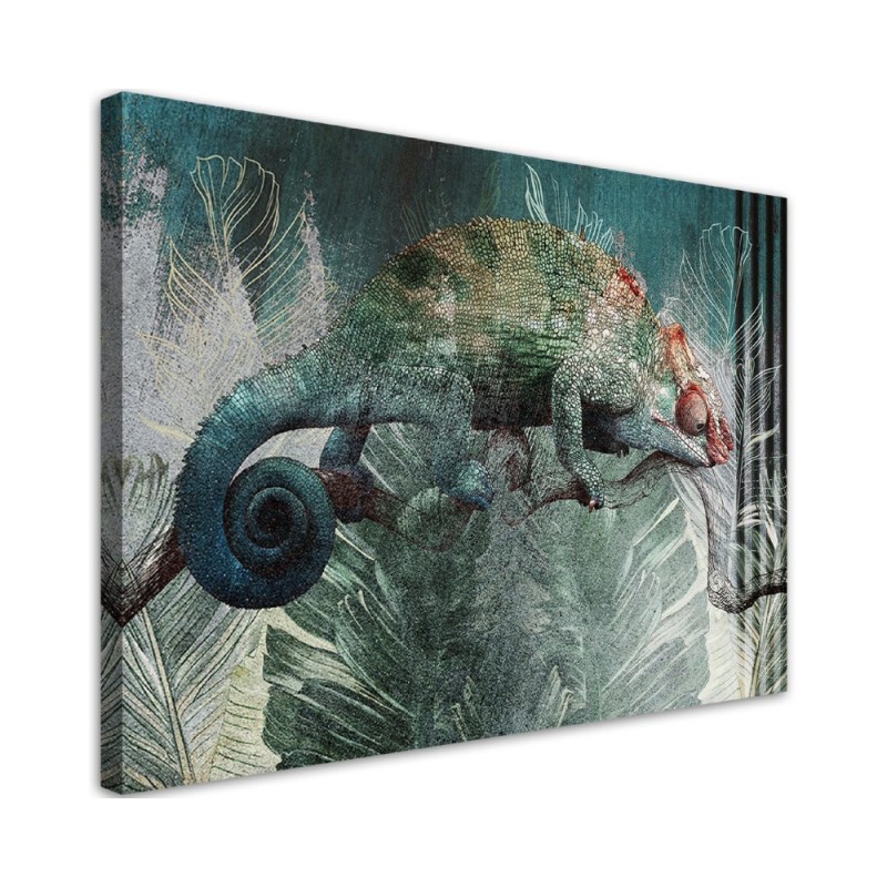Chameleon in the jungle - Exotic style canvas painting | FEEBY