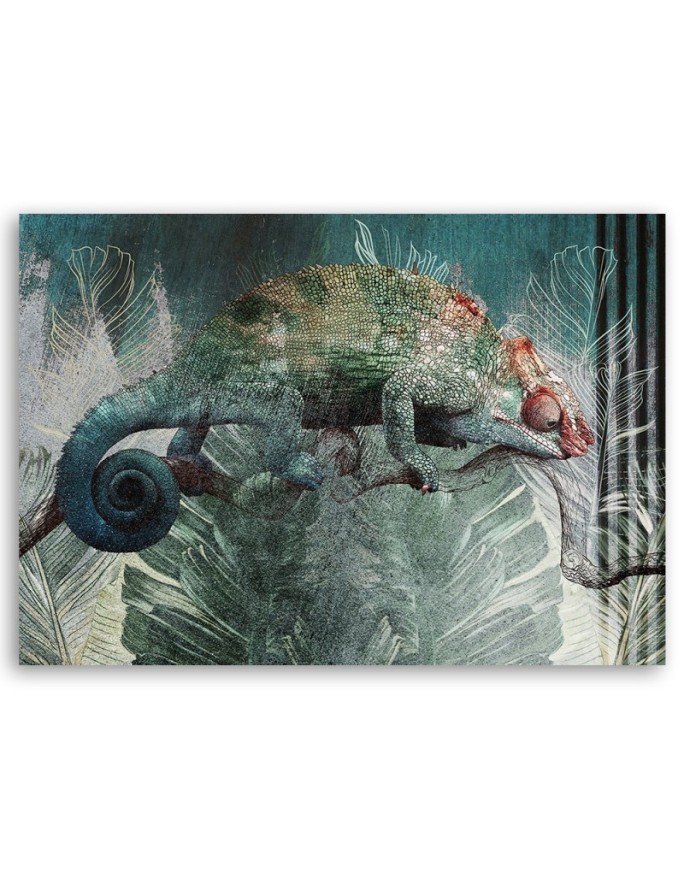 Chameleon in the jungle - Exotic style canvas painting | FEEBY