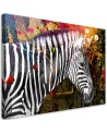 Zebra on coloured background canvas painting for living room | FEEBY