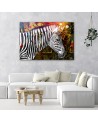 Zebra on coloured background canvas painting for living room | FEEBY