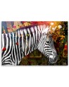 Zebra on coloured background canvas painting for living room | FEEBY