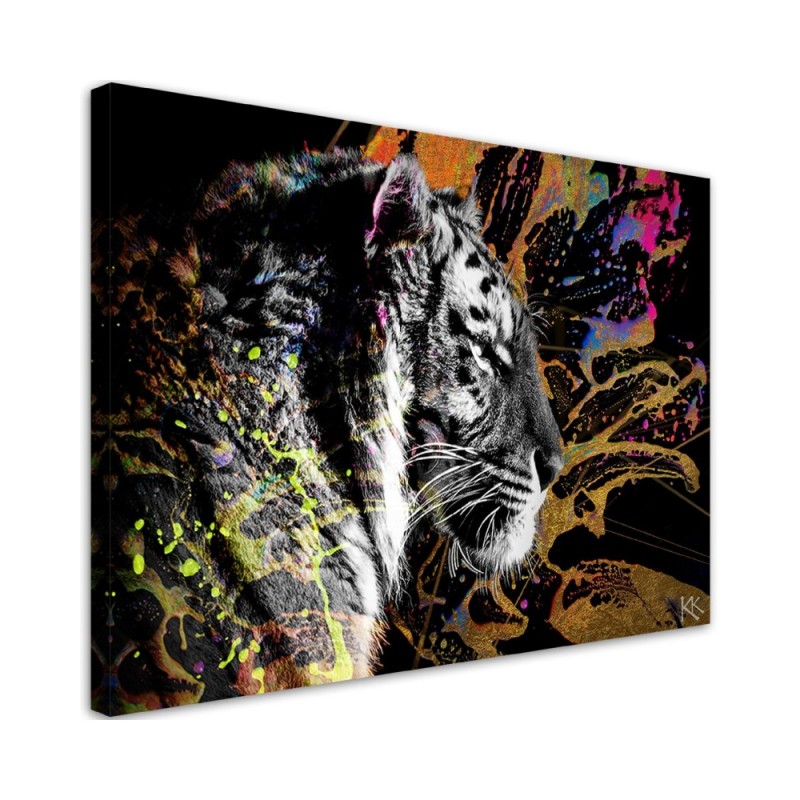 Canvas painting for bedroom Tiger on coloured background | FEEBY