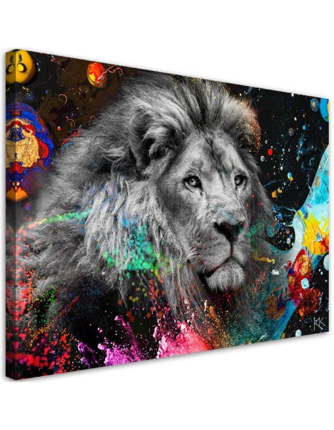 Abstract painting on canvas Lion on a coloured background | FEEBY