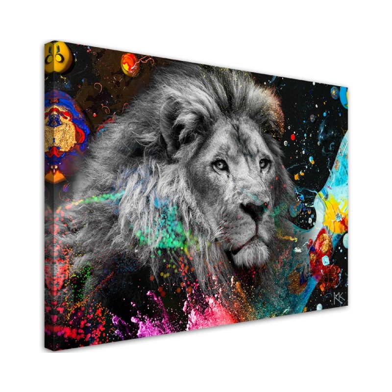 Abstract painting on canvas Lion on a coloured background | FEEBY