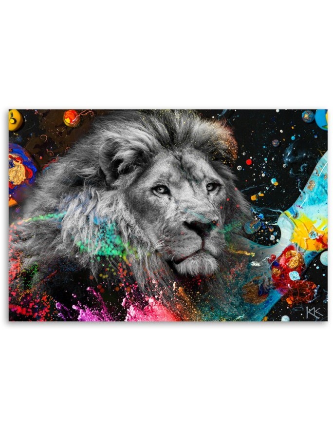 Abstract painting on canvas Lion on a coloured background | FEEBY