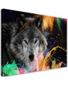 Wall art decoration for living room - Wolf on coloured background | FEEBY