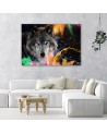 Wall art decoration for living room - Wolf on coloured background | FEEBY