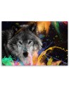 Wall art decoration for living room - Wolf on coloured background | FEEBY