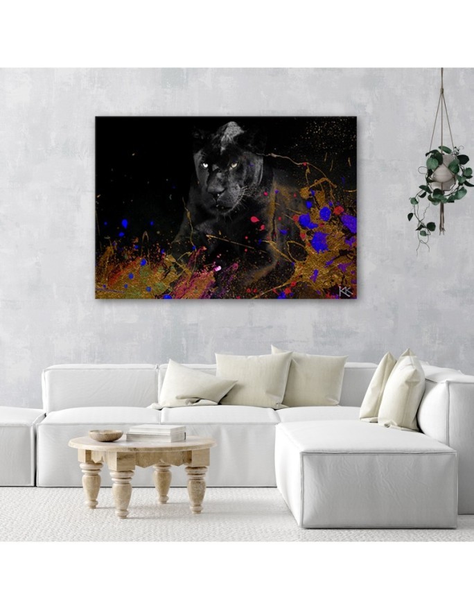 Black panther - abstract Canvas painting for living room | FEEBY