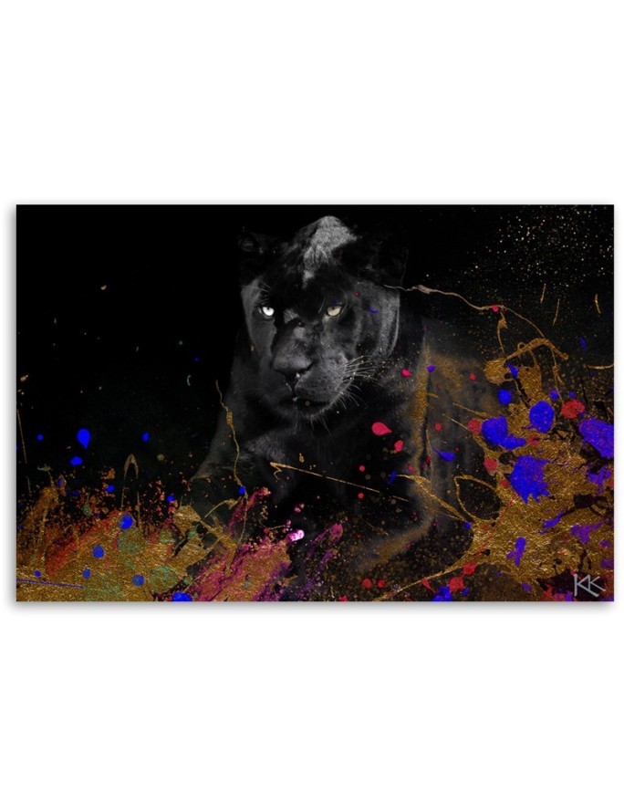 Black panther - abstract Canvas painting for living room | FEEBY