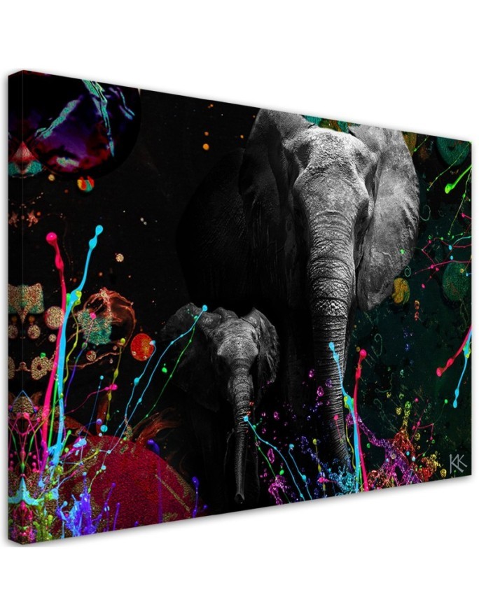 Decorative Canvas painting for living room Elephant on colourful background | FEEBY