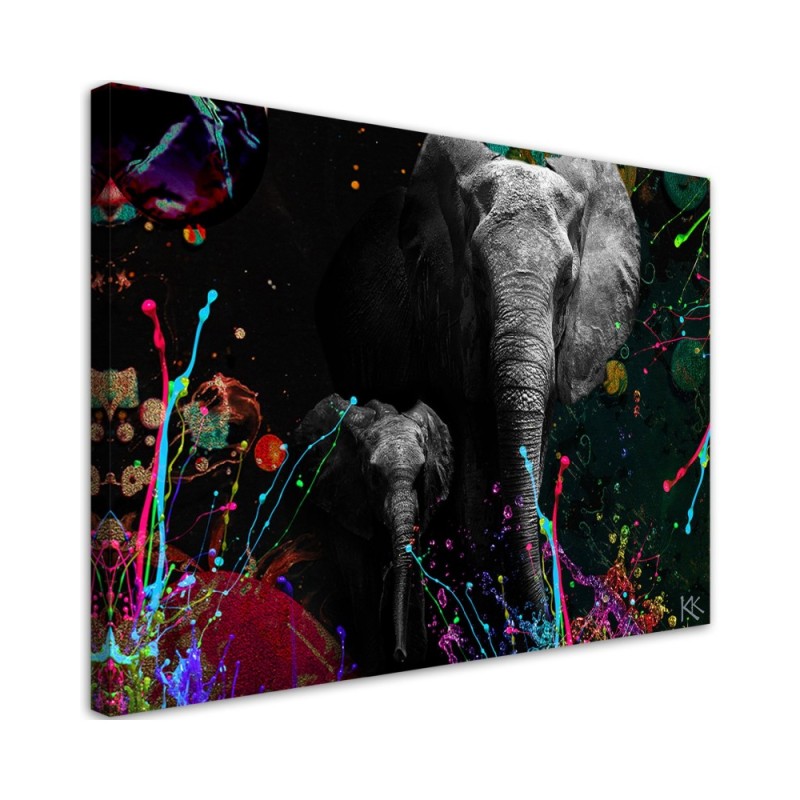 Decorative Canvas painting for living room Elephant on colourful background | FEEBY