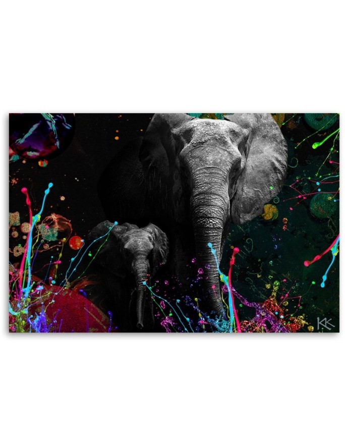 Decorative Canvas painting for living room Elephant on colourful background | FEEBY
