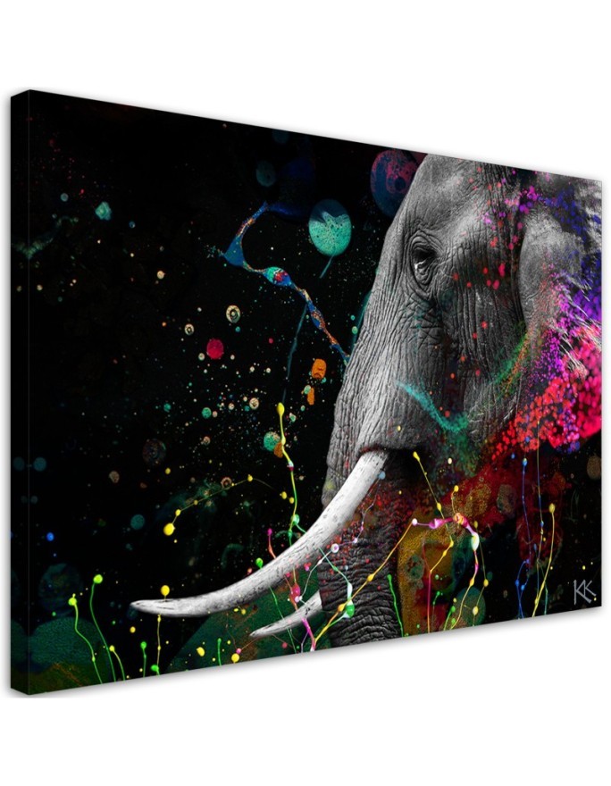 African elephant abstract wall art painting for living room | FEEBY