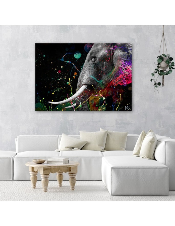African elephant abstract wall art painting for living room | FEEBY