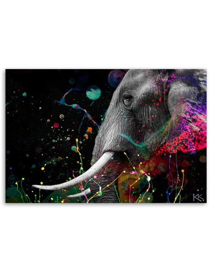 African elephant abstract wall art painting for living room | FEEBY