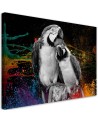 Colourful parrots abstract canvas wall art decoration | FEEBY