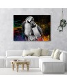 Colourful parrots abstract canvas wall art decoration | FEEBY