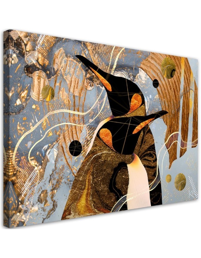 Canvas painting for living room Golden penguins animals abstract | FEEBY