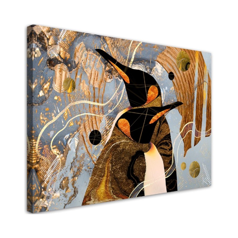 Canvas painting for living room Golden penguins animals abstract | FEEBY