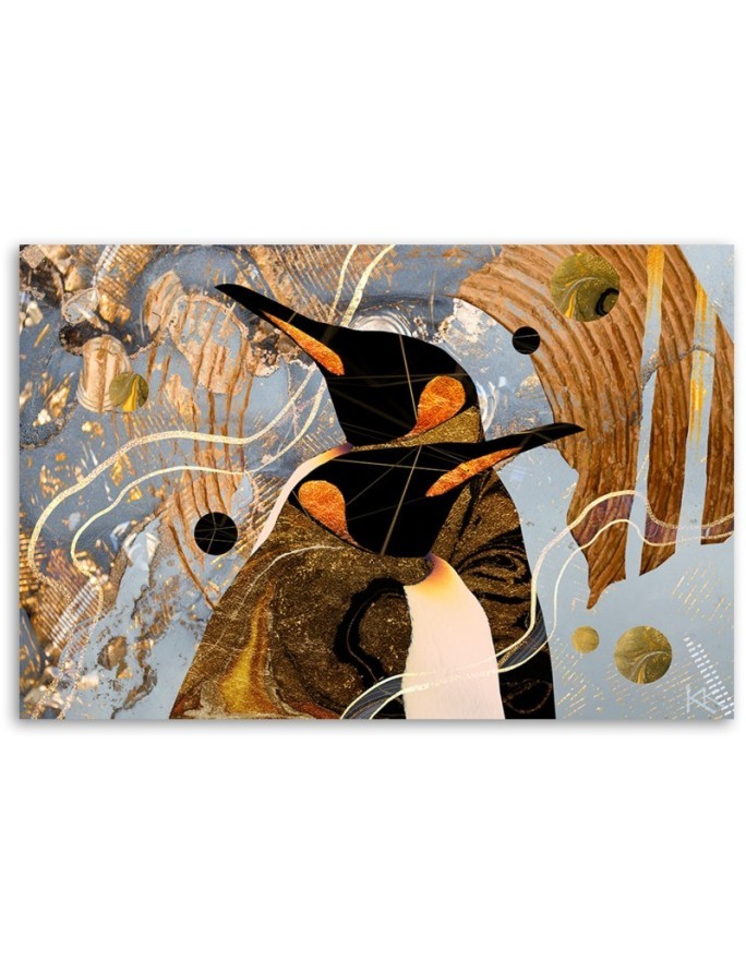 Canvas painting for living room Golden penguins animals abstract | FEEBY