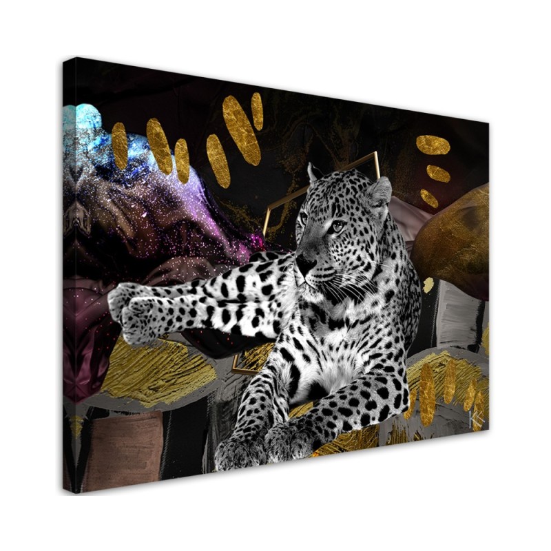 Modern canvas print Leopard abstract colourful | FEEBY