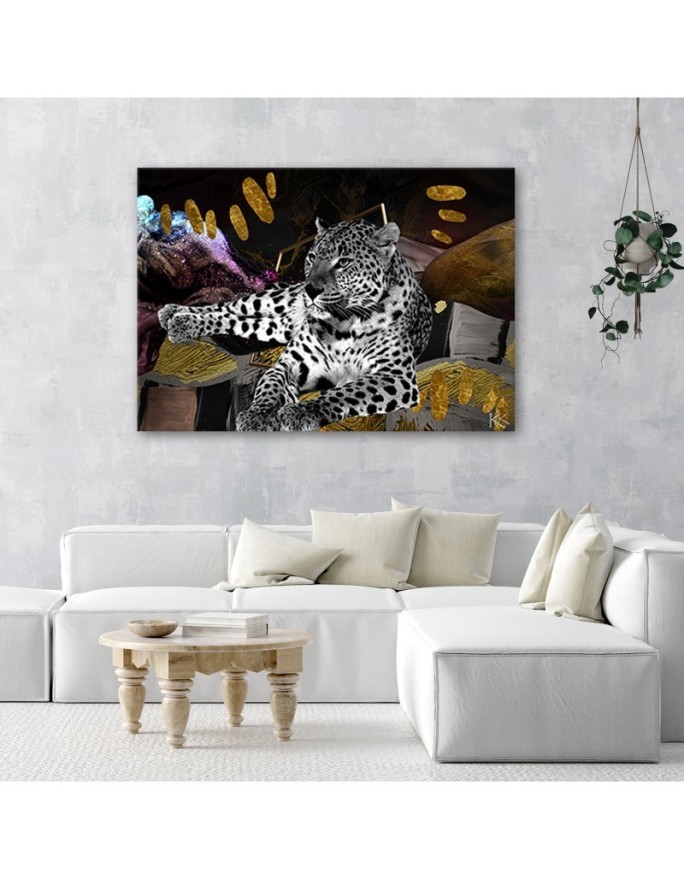 Modern canvas print Leopard abstract colourful | FEEBY
