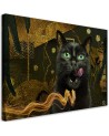 Black cat Gold abstract decorative Canvas painting for living room | FEEBY