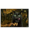 Black cat Gold abstract decorative Canvas painting for living room | FEEBY