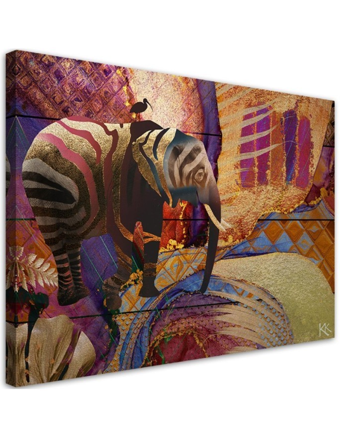 Modern canvas painting Golden elephant on an abstract background | FEEBY