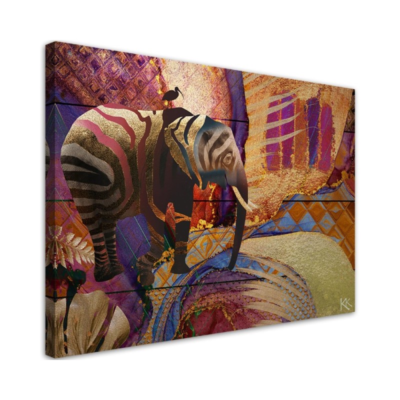 Modern canvas painting Golden elephant on an abstract background | FEEBY