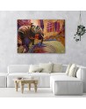 Modern canvas painting Golden elephant on an abstract background | FEEBY